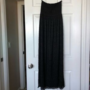 Black Lace Strapless Maxi Dress